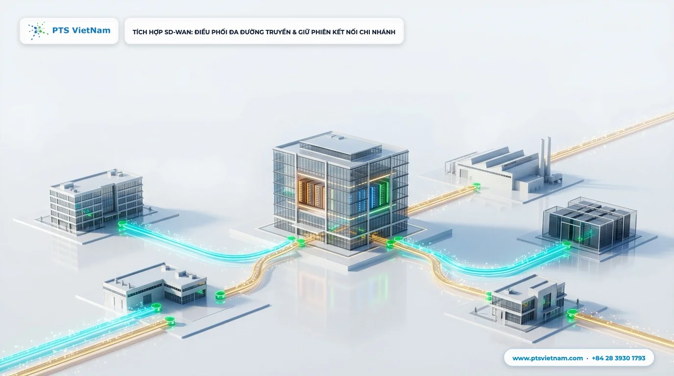 Tích hợp SD-WAN FortiGate điều phối đa đường truyền cho chi nhánh