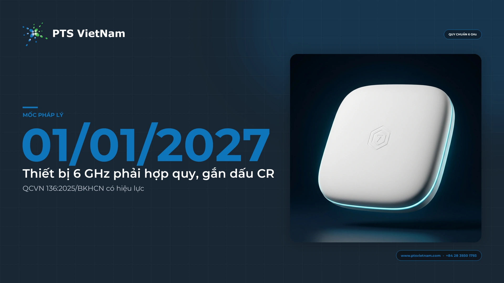 Mốc 01/01/2027: QCVN 136:2025/BKHCN về thiết bị 6 GHz có hiệu lực
